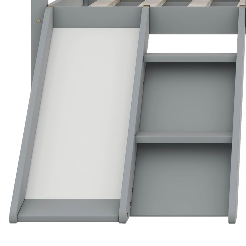  Lit mezzanine simple avec glissade et toit Ariyel, Gris