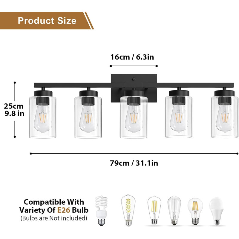 5 Light Black Vanity Lights