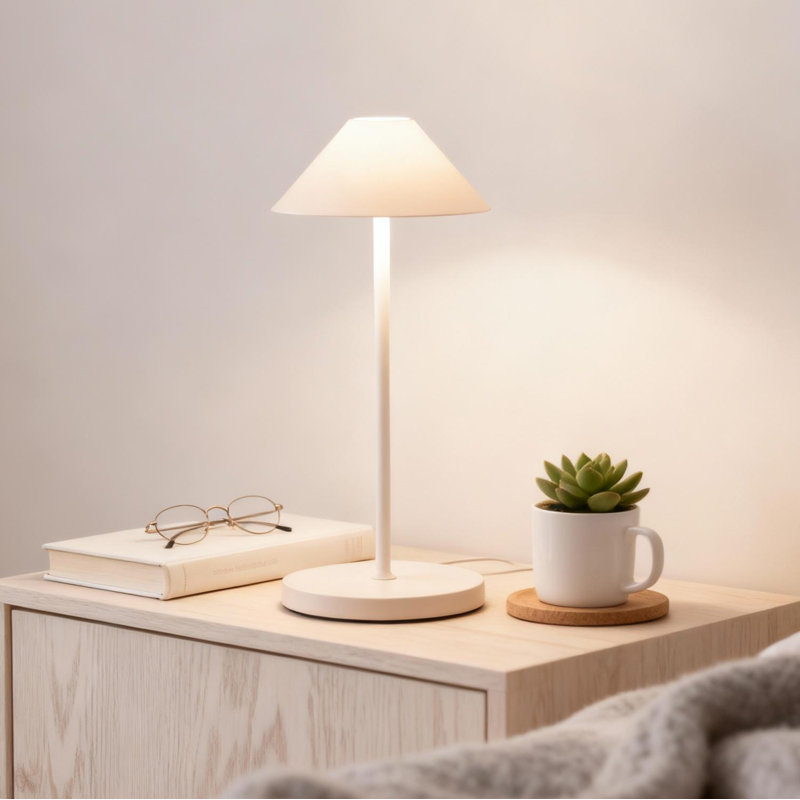 Moderne 2 ports de charge USB Table de chevet avec interrupteur à chaîne et lampes en bois noir pour la chambre, Simple