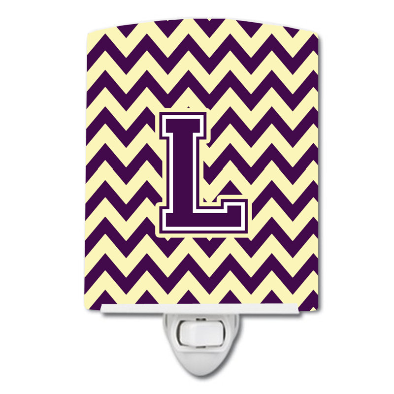 Éclairage de nuit en céramique chevron, Mauve / doré, L
