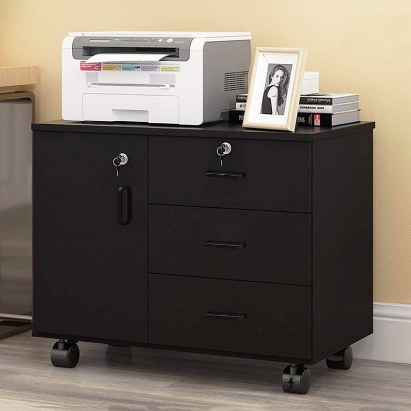 Soriano 60cm Wide 3 -Drawer Mobile File Cabinet, Black