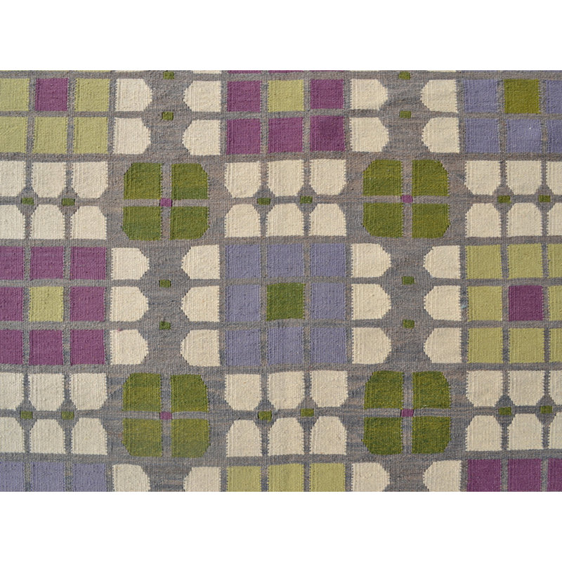 Tapis gris/vert handwoven à tissage plat