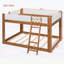 Grand lit superposé bas, lit superposé convertible en bois avec échelle réversible et garde-corps de sécurité, noyer-1381297496