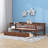 For Small Living Spaces and Guest Rooms, Brown-Toned Solid Wood Twin Multi-Use Modern Platform Daybed-1907563050