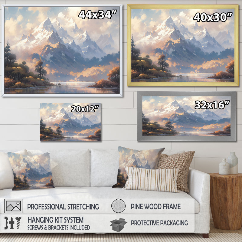 Arctique rêves - paysages art mural salon, H 16 po x l 32 po x P 1 po, Cadre doré à une seule photo