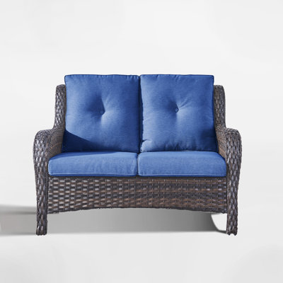 Schutt 50" Wide Outdoor Wicker Loveseat With Cushions