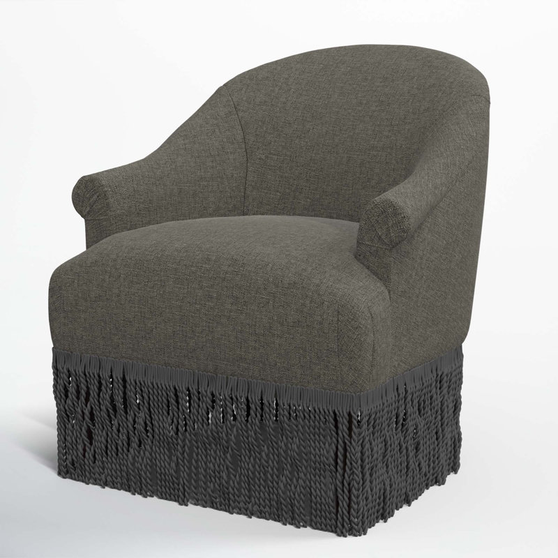 Fauteuil à oreilles Callie, Noir, Lin texturé gris anthracite Zuma