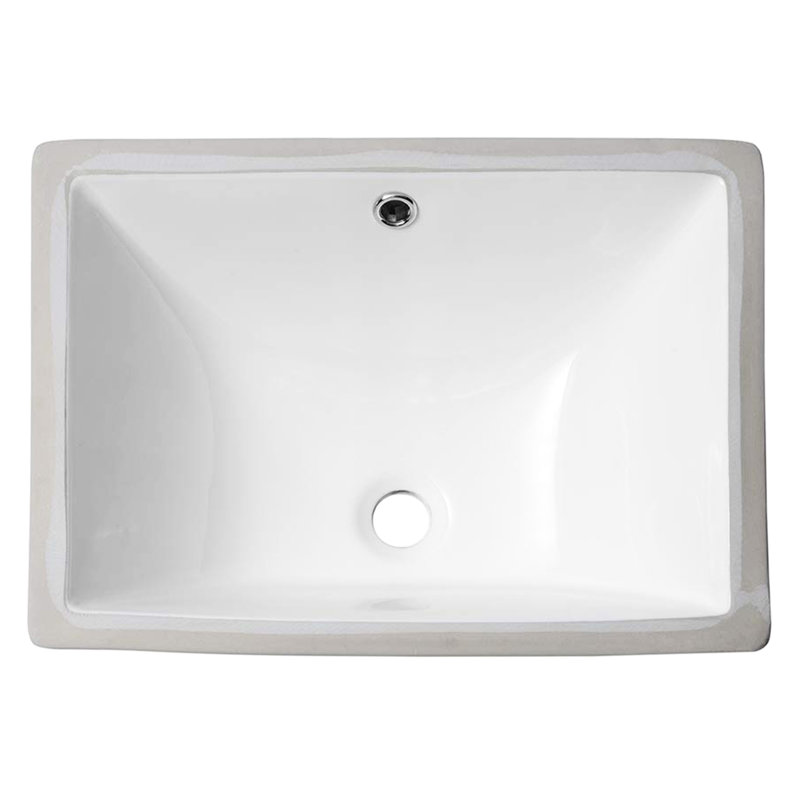 Modern Rectangular Ceramic Sink With Overflow - 18.5"X13.5" White Undermount, Stain For Bathroom, Office, , Restaurant Spaces Bathroom Undermount Modern, Elegant, Overflow, Multiple Areas