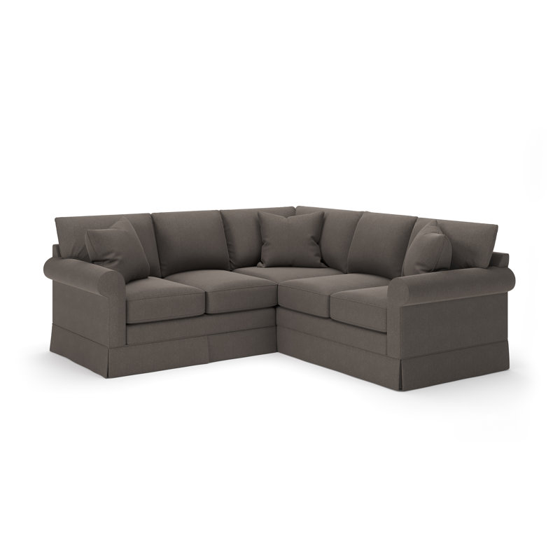 Friedman Upholstered L-Shaped Sectional Symmetrical, Drusky Charcoal Sustain® Basketweave