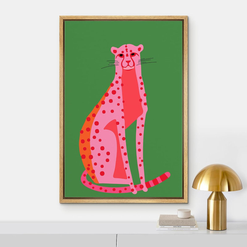 Animaux lumineux de style BCBG lumineux, impression de chat guépard rose, chambre d'enfant, animaux de la chambre à coucher, style bohème moderne