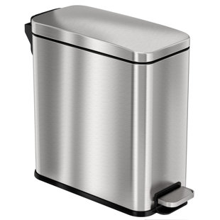 Hls Commercial 3 Gallon / 11.4 Liter Fire Resistant Stainless Steel Step On Pedal Trash Can With Odor Filter And Removable Inner Bucket