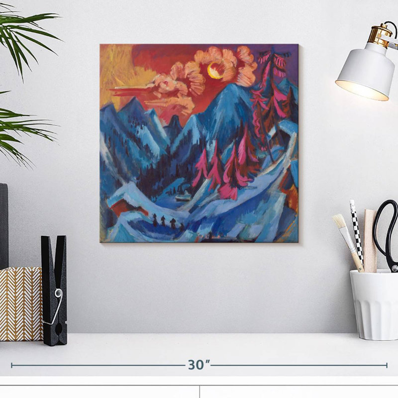 Paysage d'hiver Alvord au clair de lune, H 16 po x l 16 po