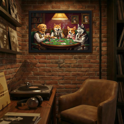 Animaux, jeu de poker dans une salle rétro