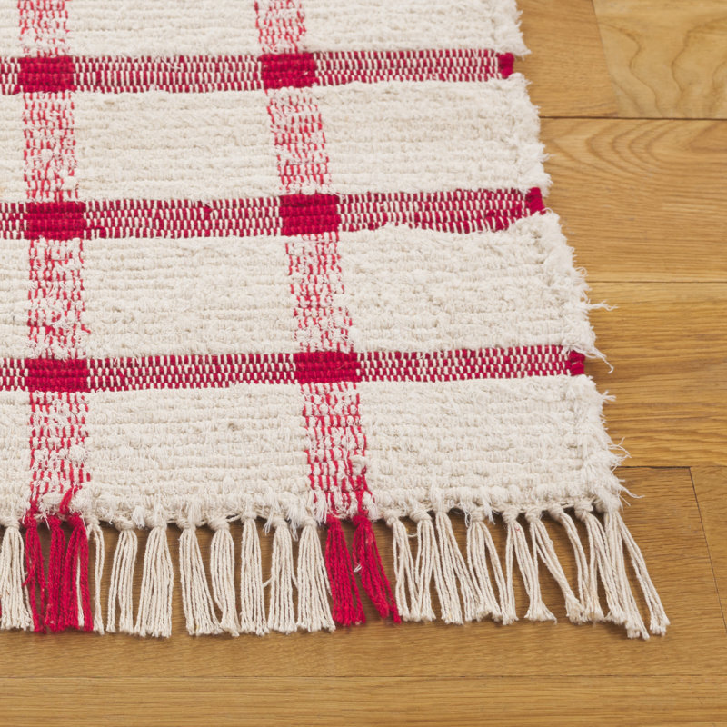 Lamoni Handwoven Recycled Cotton Plaid Rug, Rectangle 3' x 5'