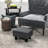 Linen Covered Charcoal Gray Foot Rest, Small For Indoor Space, Comfortable Rest With Upholstery, Gray, Compact All Home Styles,