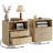Night Stand With Charging Station, 2-drawer Fluted Bedside Table With Open Shelf, Storage Nightstand For Bedroom（Set of 2)