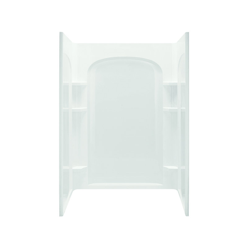 Ensemble de douche rectangulaire sans cadre de 48 po x H 75,75 po avec porte-serviettes et base inclus, Argent