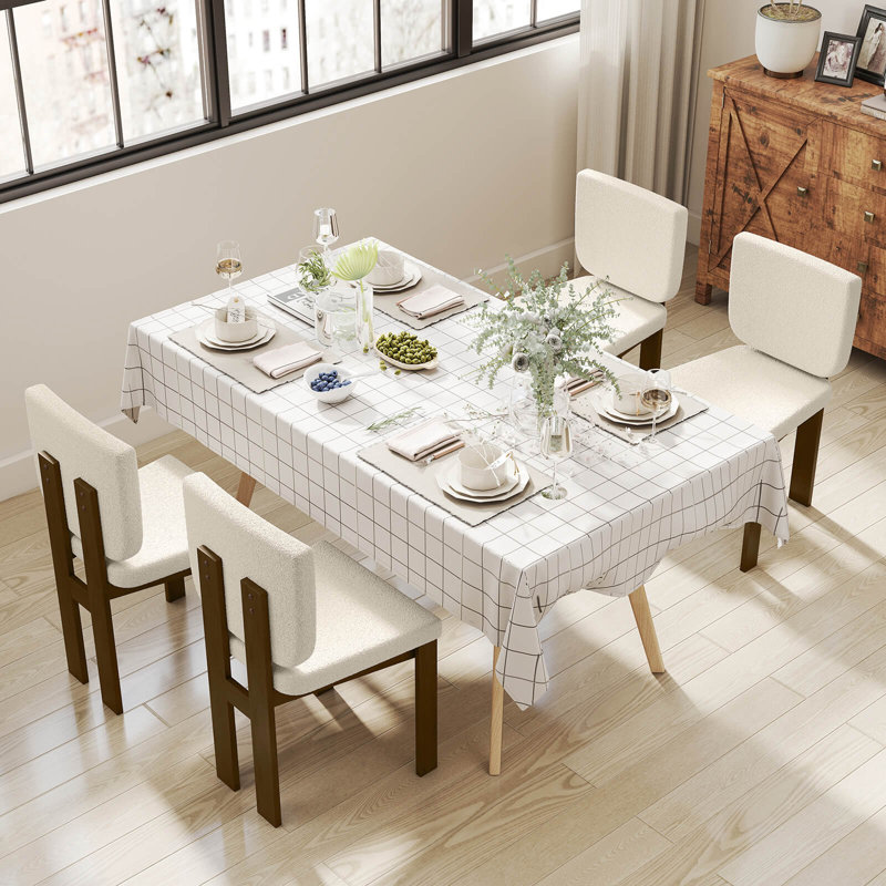 Wooden Dining Chair with Rubber Wood Leg Padded Wide Seat & Back for Home, 4