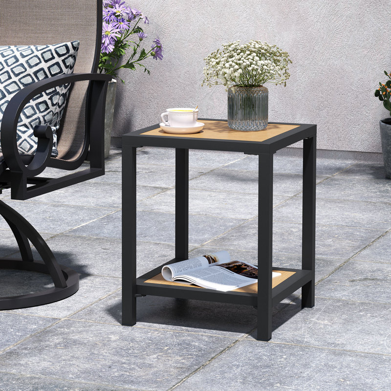 Table d'appoint d'extérieur à deux niveaux, Brown/Black