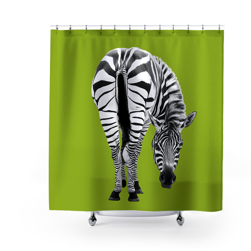 Jez Shower Curtain, Black/White/Chartreuse