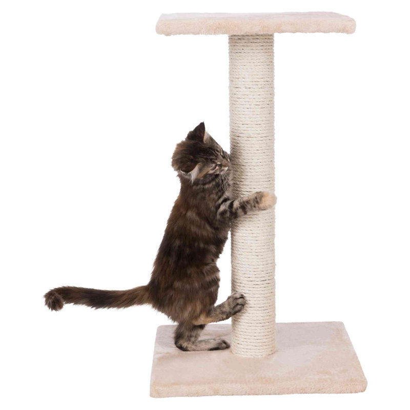 Beige Sisal Cat Scratching Post with Plush Platform