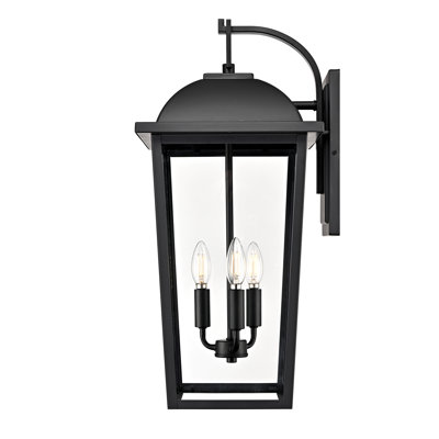 Houston 24" High 3-Light Outdoor Wall Lantern - Powder Coated Black