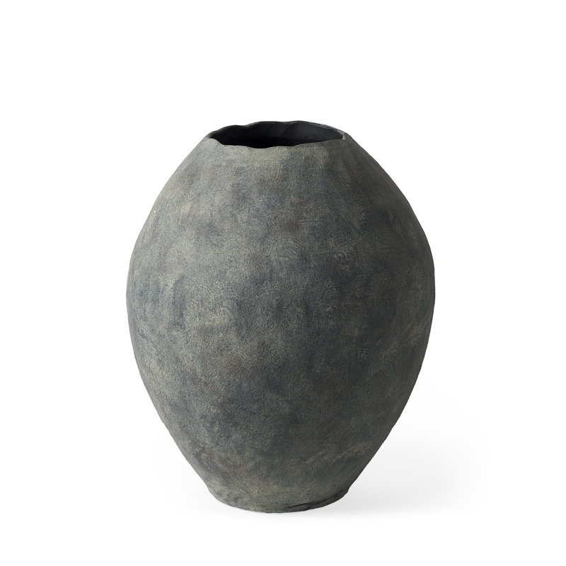 Vase de plancher en céramique Aisling, H 23,4 po x l 19,7 po x P 19,7 po, Gris