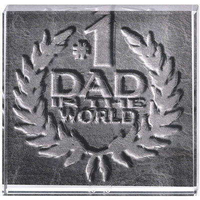 Tabletop Glass Plaque Number1 Dad 3X3