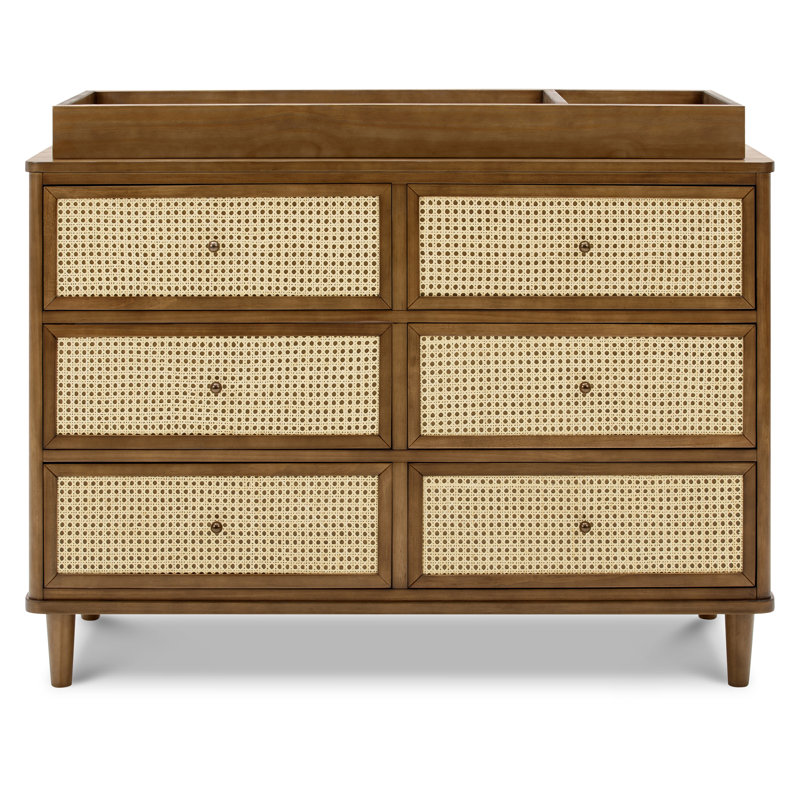 Marin with Cane 6 Drawer Dresser, Natural Walnut/ Blonde Cane