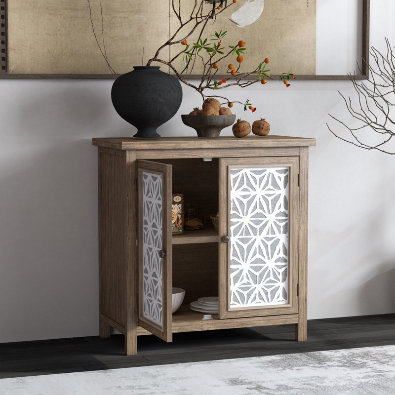 Rustic Natural Aged Brown Solid Wood Transitional Storage Cabinet