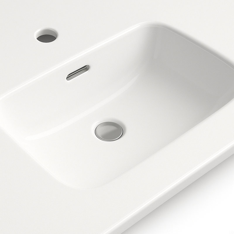 Modern Rectangular Bathroom Sink, Easy-Clean Durable Surface, 40"