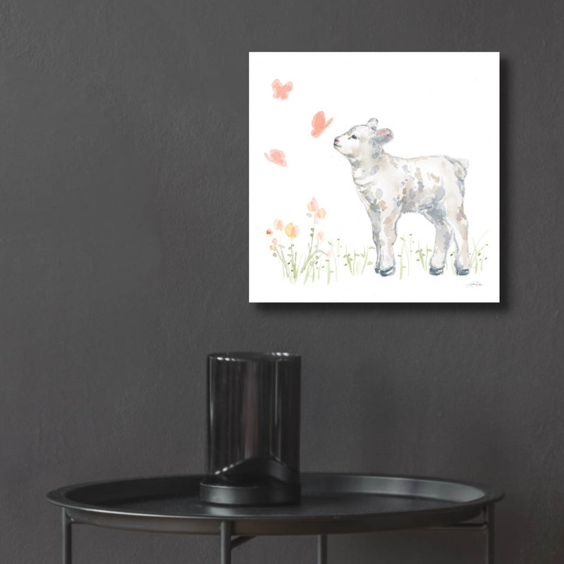 Art mural en verre Spring Lamb 4 'par Katrina Pete, H 12 po x l 12 po x P 0,13 po
