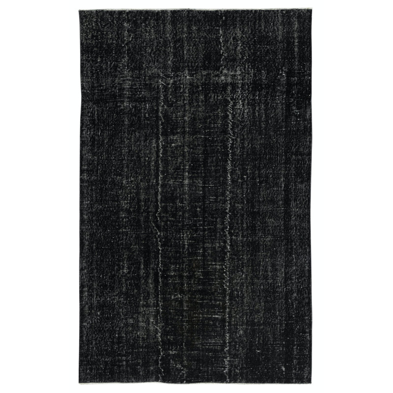 Tapis turc contemporain en laine fait à la main 5 x 8 pi. Tapis rétro noir rétro pour le salon