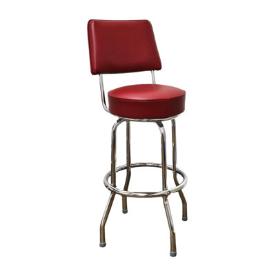 Retro Home Single Ring Upholstered Swivel Bar & Counter Stool with Back