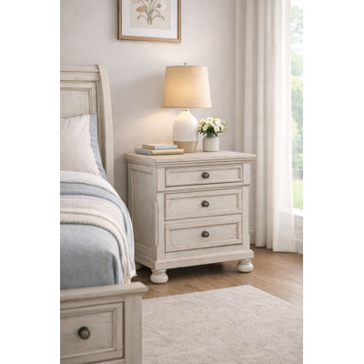 Alek 28.25" Traditional 2-Drawer Nightstand with Hidden Jewelry Tray