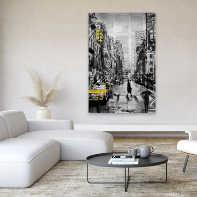 Brooklyn Taxi, paysage urbain contemporain, technique mixte