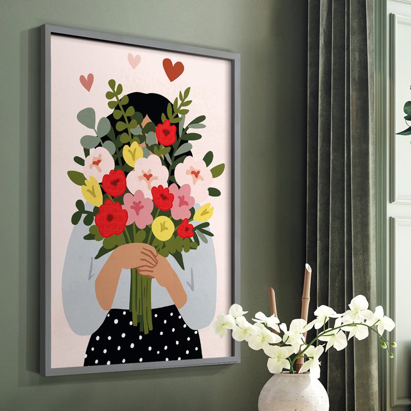 Collection Darling Valentine, reproduction encadrée B - bois massif, Gris, H 10 po x l 8 po