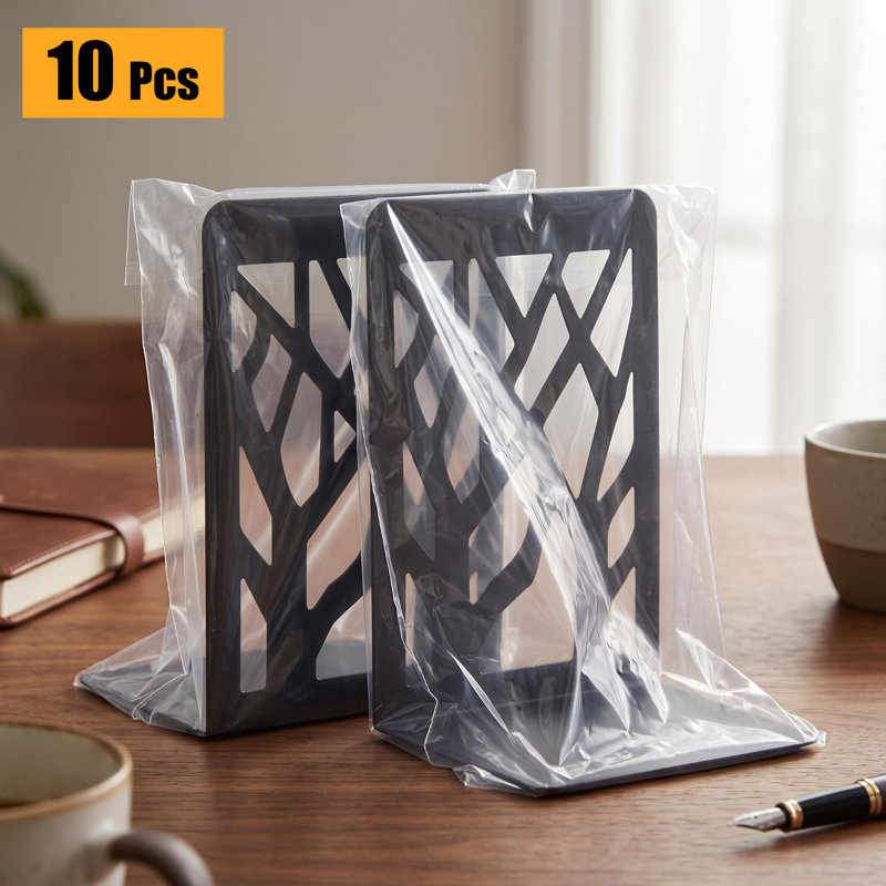 Ensemble de 10 serre-livres en métal en forme de silhouette d'arbre, supports en L de 18 cm de haut avec patins antidérapants pour étagères de bureau à domicile
