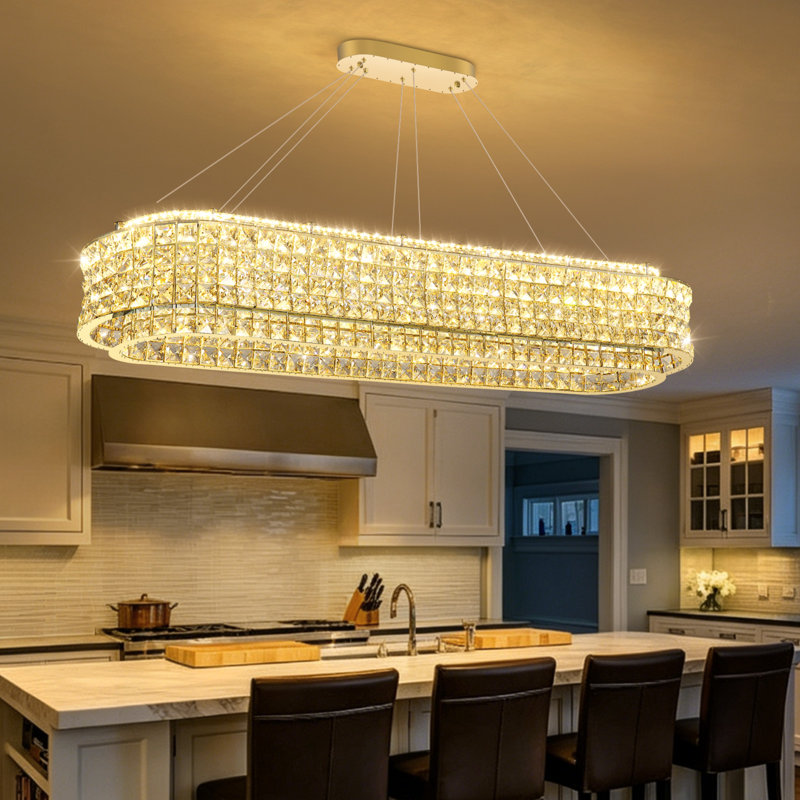 Lustre moderne en cristal pour salle à manger doré, Gold