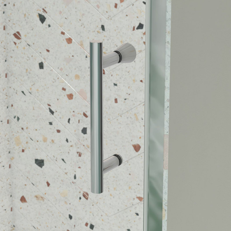 56 po à l 60 po x 71 po Porte de douche pivotante semi-sans cadre avec verre trempé transparent H H, Chrome