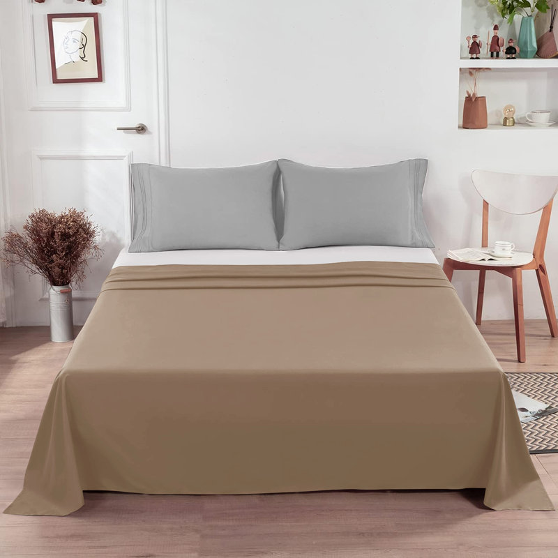 Moitreo Luxury Microfiber Flat Sheet Breathable & Durable Bedding Sheet, Single (3'), Grey
