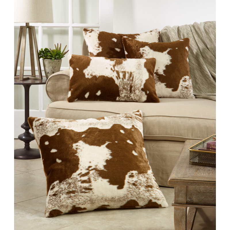 Urban Faux Cowhide Brown 28" Poly Filled Floor Pillow