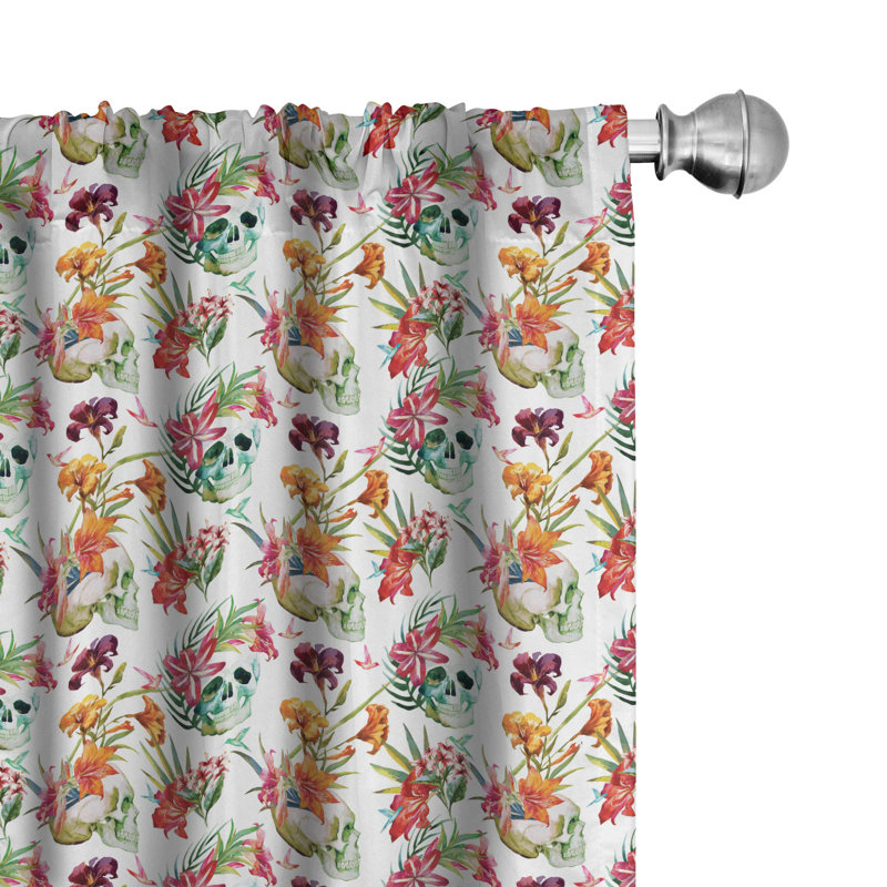 Skull Semi-Sheer Rod Pocket Curtain Panels, 28" x 95"