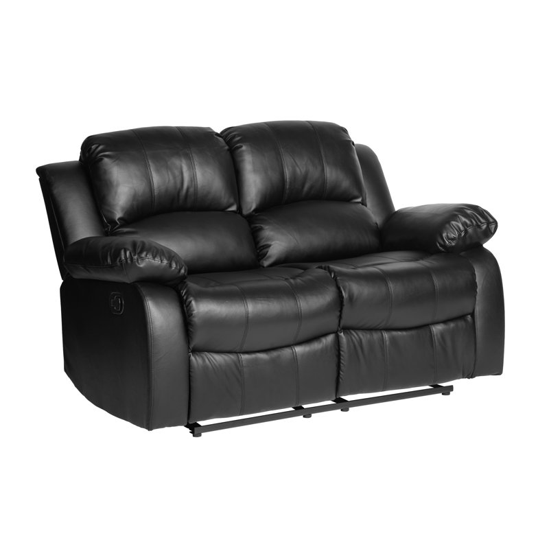 Mccubbin 62.5'' Traditional Upholstered Double Reclining Loveseat - Dual Manual Tab Pull Reclining, Durable Reinforced Frame Construction