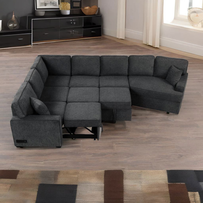 Divyesh Upholstered 126'' Sofa, Black