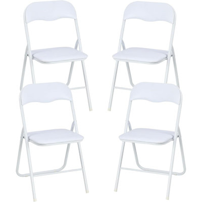 Ensemble de 4 chaises pliantes avec coussin, chaises pliantes portatives pour l'extérieur et l'intérieur avec patins antidérapants
