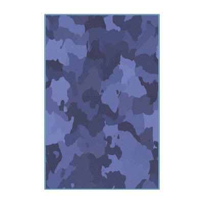 Tapis bleu camouflage en laine