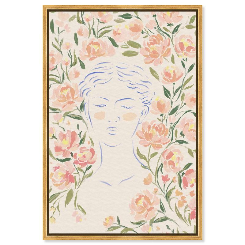 Artemis And Flowers Print by Oliver Gal, 46"H x 31"W, Gold Floater Frame