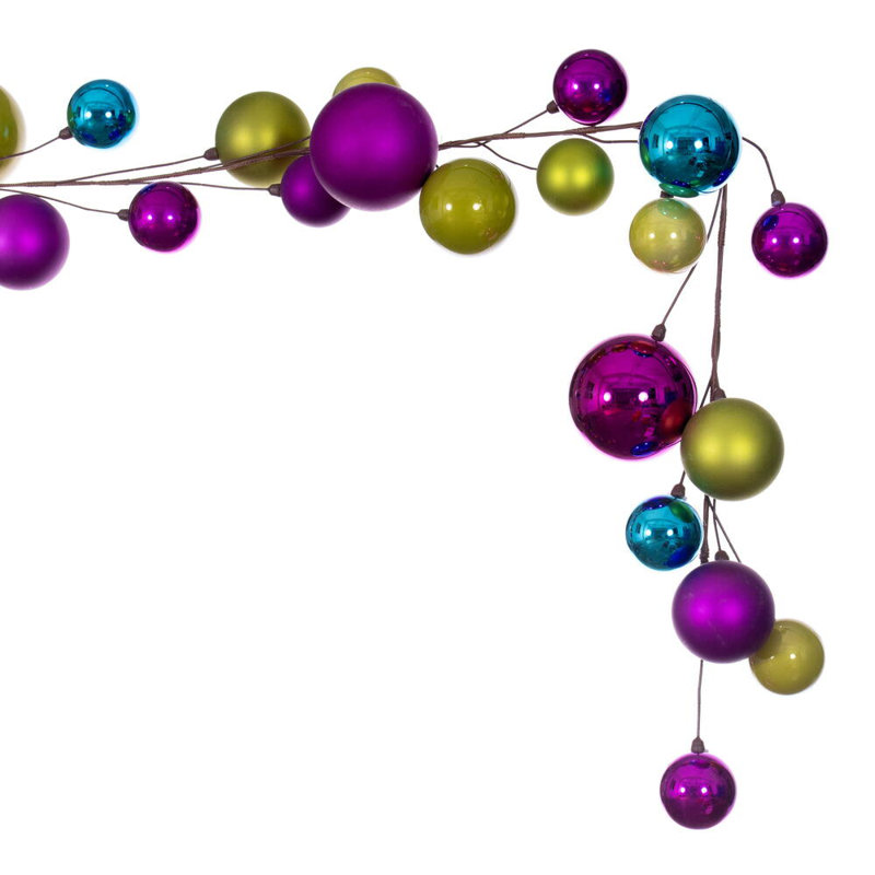 120 in. Lighted Fresh Faux Artificial Garland, Fuschia/Lime/Turquoise