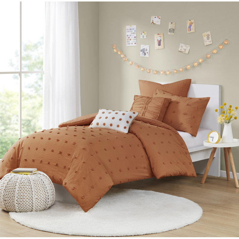 Brooklyn Cotton Jacquard Comforter Set with Euro Shams and Throw Pillows, Twin/Twin XL Comforter + 2 Shams + 2 Throw Pillows